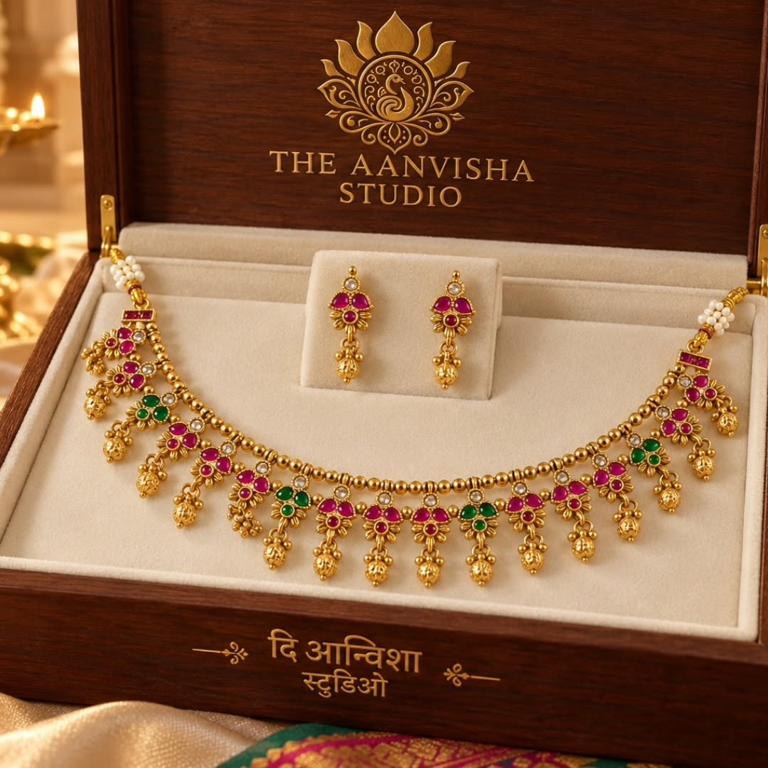 Ruby Emerald Necklace in Box