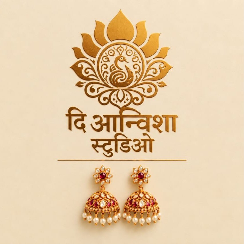 दि आन्विशा स्टुडिओ Official Emblem & Signature Kempu Pearl Jhumkas